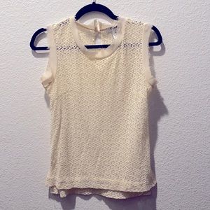 sheer floral lace shell